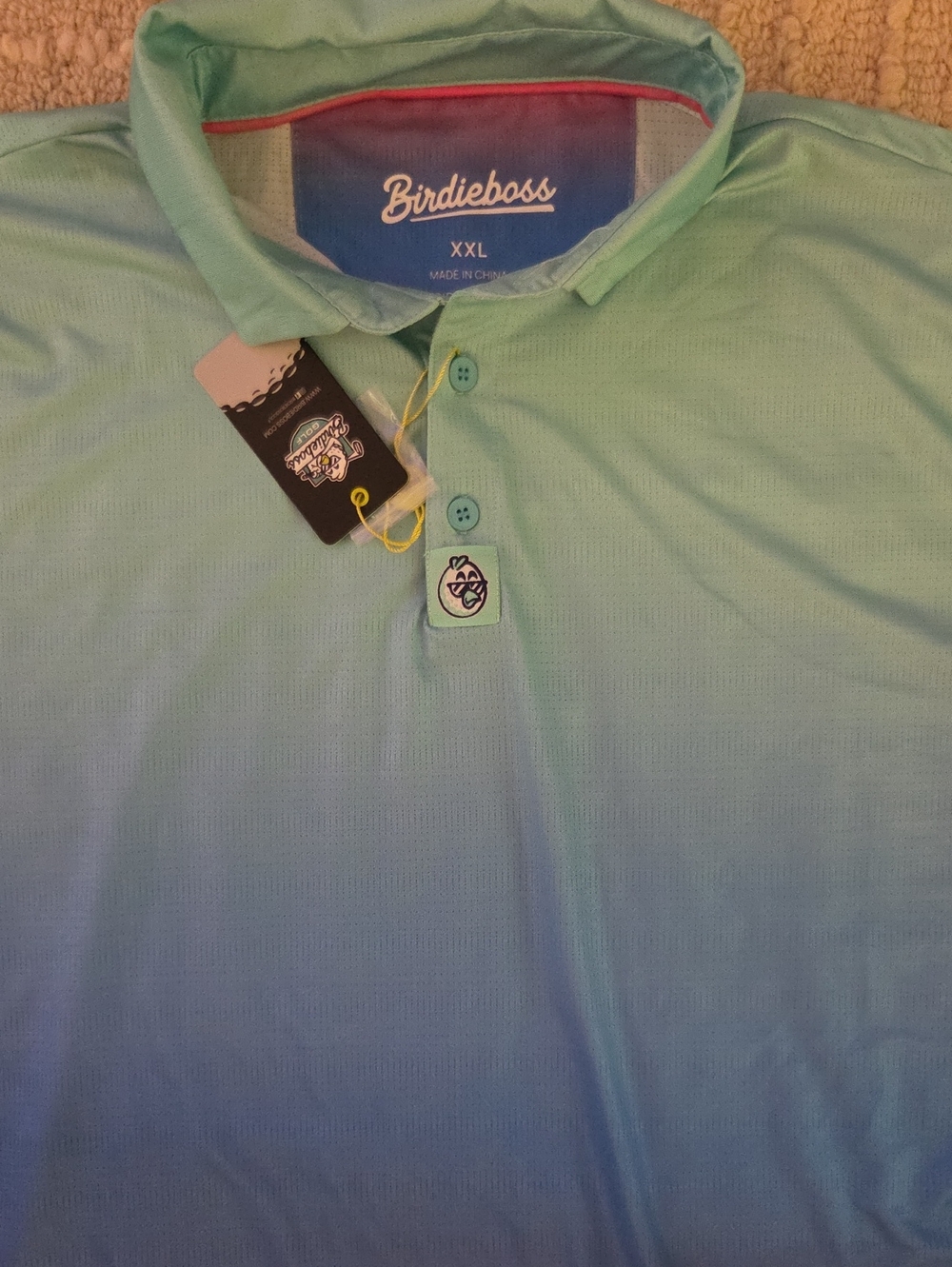 NWT BirdieBoss Men's XXL Performance Golf Polo Pastel Ombre Sunset Gradient